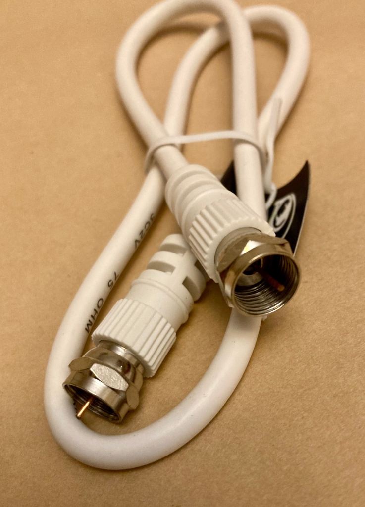 F-Plug Satellite /Aerial Cable, male-male. 0.5m. New.