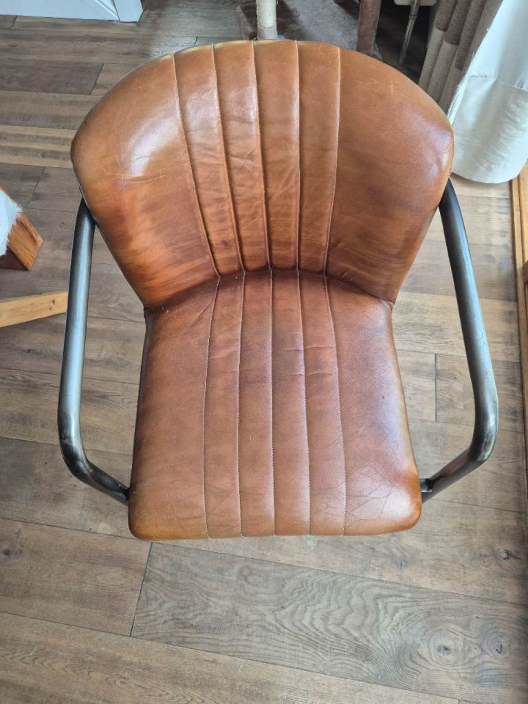 Vintage Style Tan Leather Cantilever Armchair
