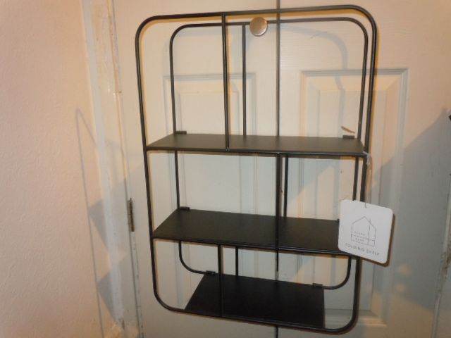 NEW SCANDI STYLE BLACK METAL DISPLAY WALL SHELF PERFECT FOR UNI