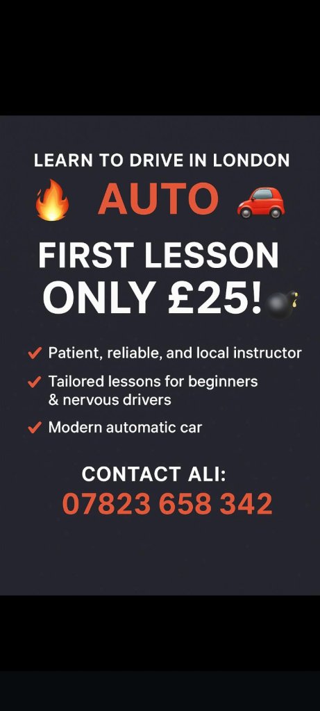 image for DRIVING LESSONS AUTOMATIC FIRST LESSON ONLY £25.00