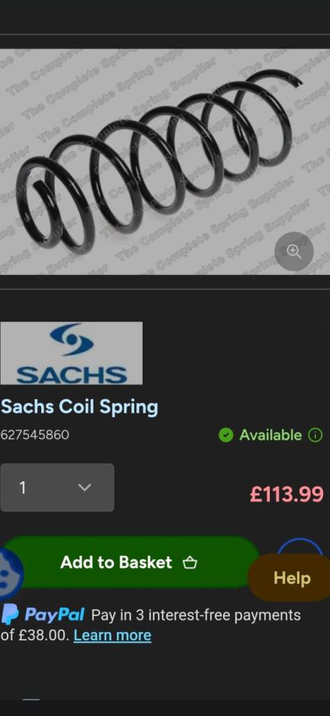 Citroen Berlingo picasso partner tepee sachs rear spring 