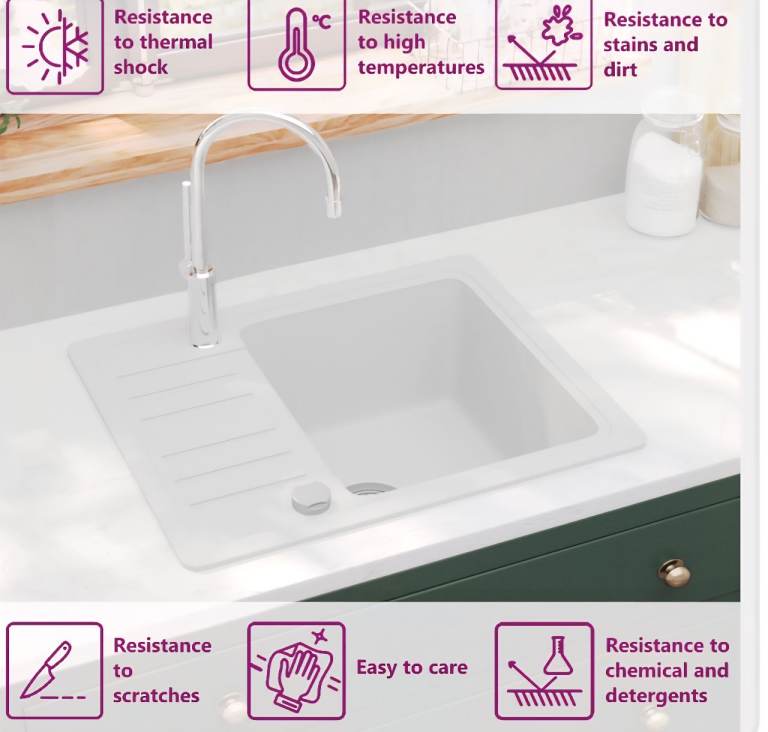 Granite white kitchen sink with Drainer 