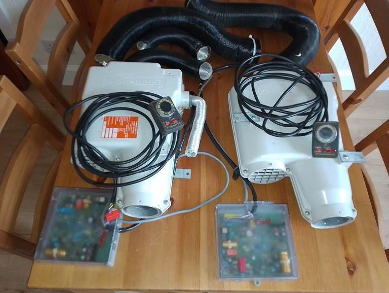 2 x Truma Trumatic E1800 12V propane / butane boat campervan gas heaters, vgc