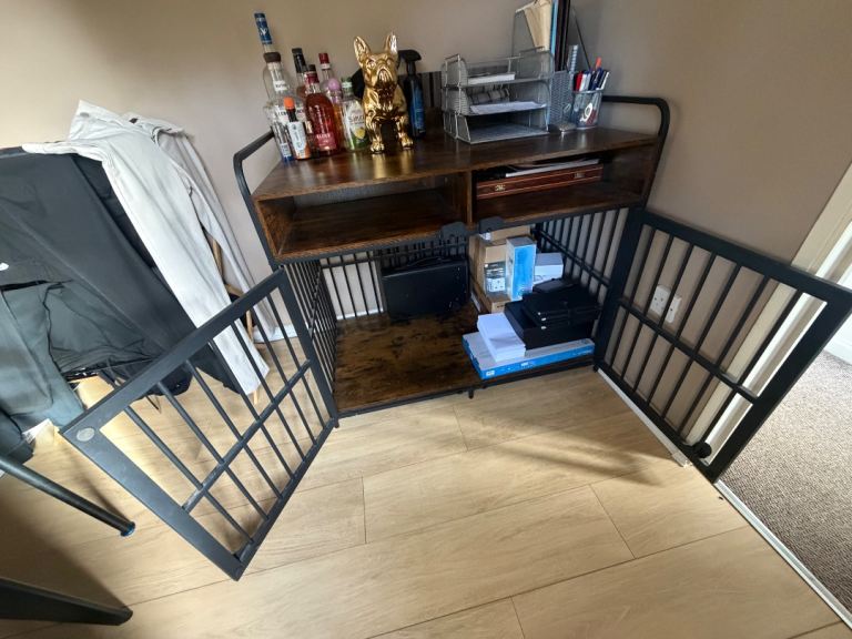 Large Dog Crate doubles as a bar 