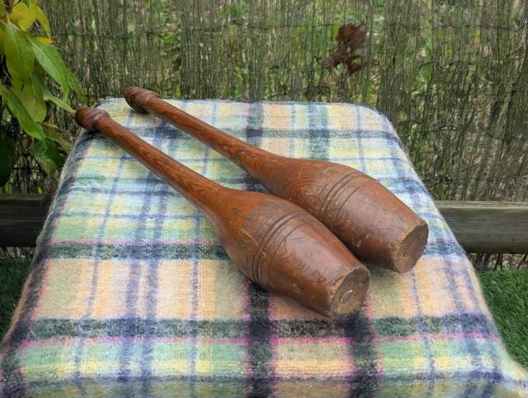 Pair of antique Indian clubs