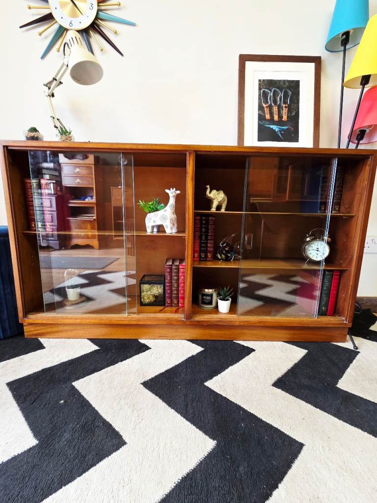 🔥 Morris Of Glasgow Vintage Bookcase / Display Cabinet – Sliding Glass Doors