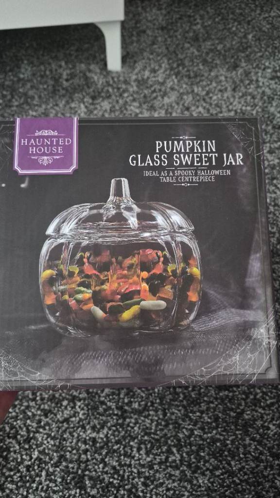 New Haunted House Pumpkin Glass Sweet Jar