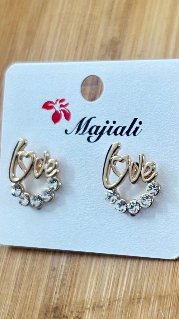 New Love' Stud Earrings with Rhinestones