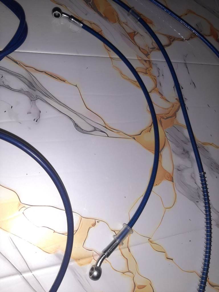 5 blue brake lines for motorcycles with sealing washers 