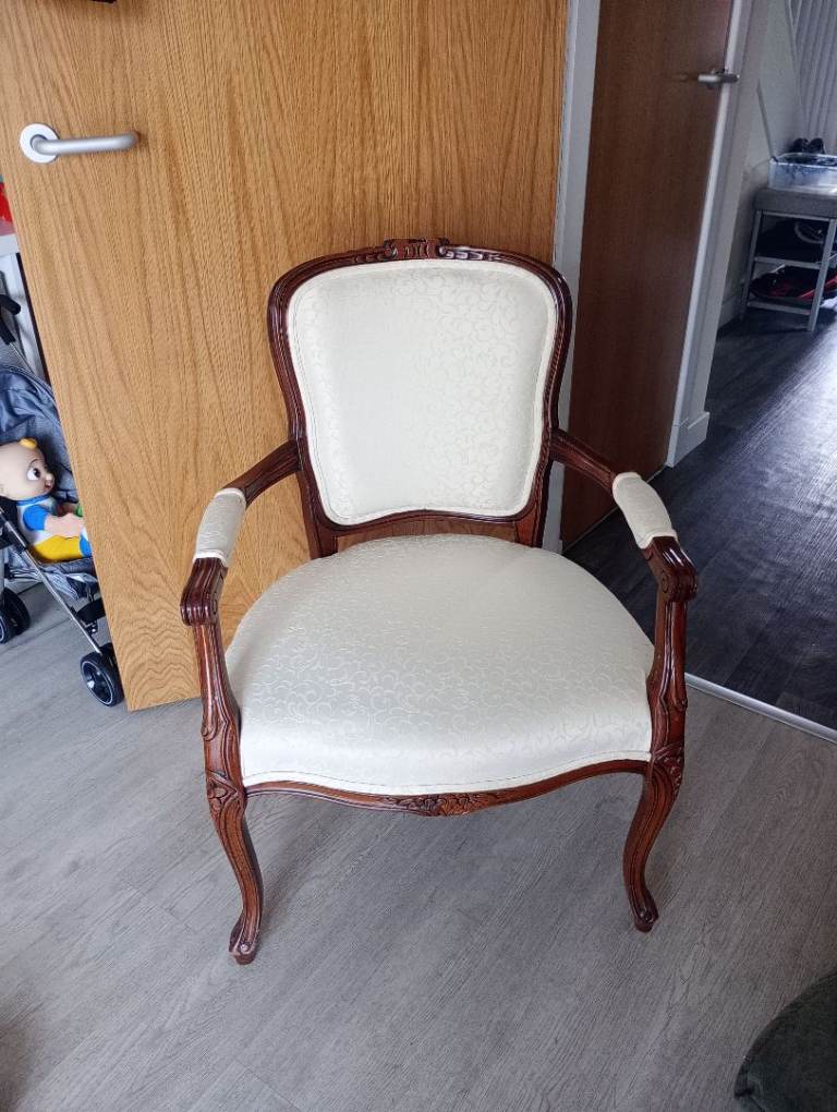 Mahogany and cream chair