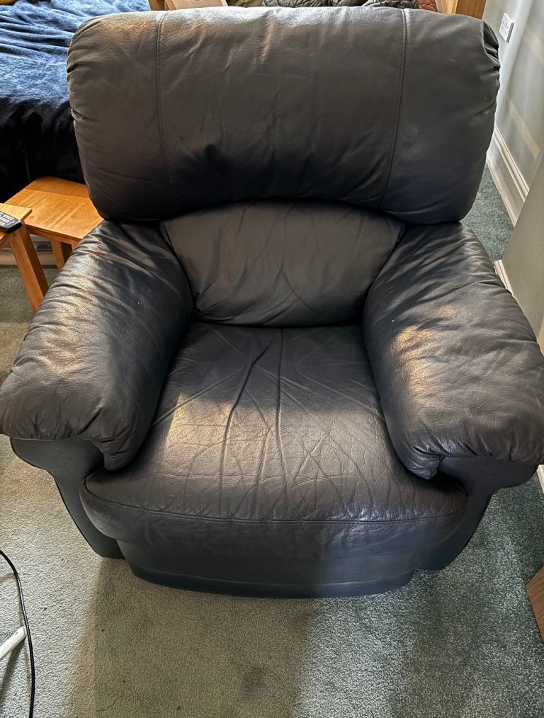 Leather armchair blue