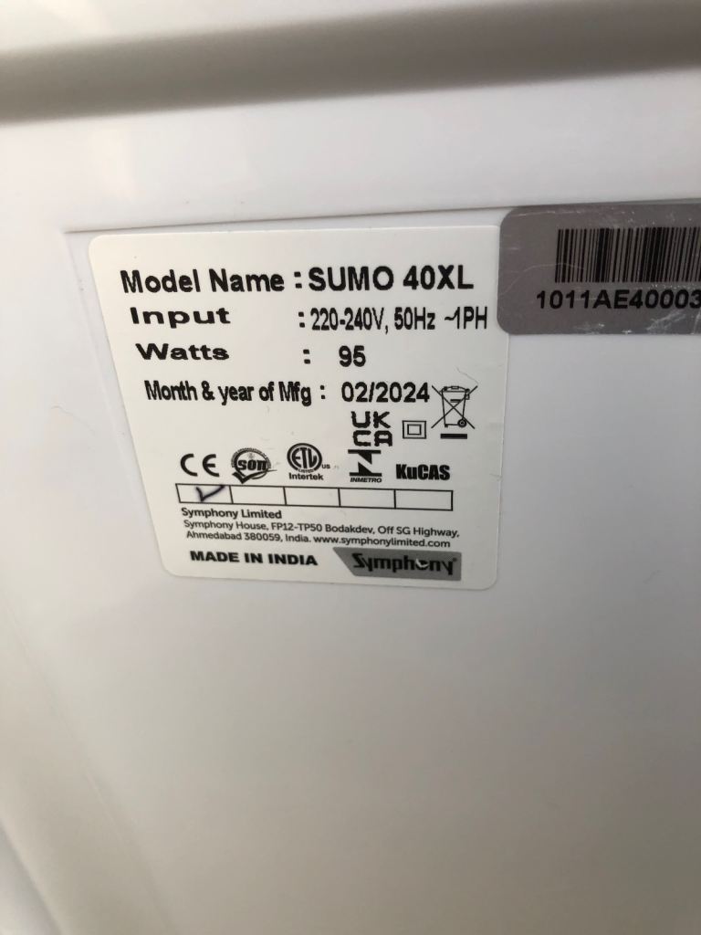 Symphony Sumo 40XL Air Cooler fan