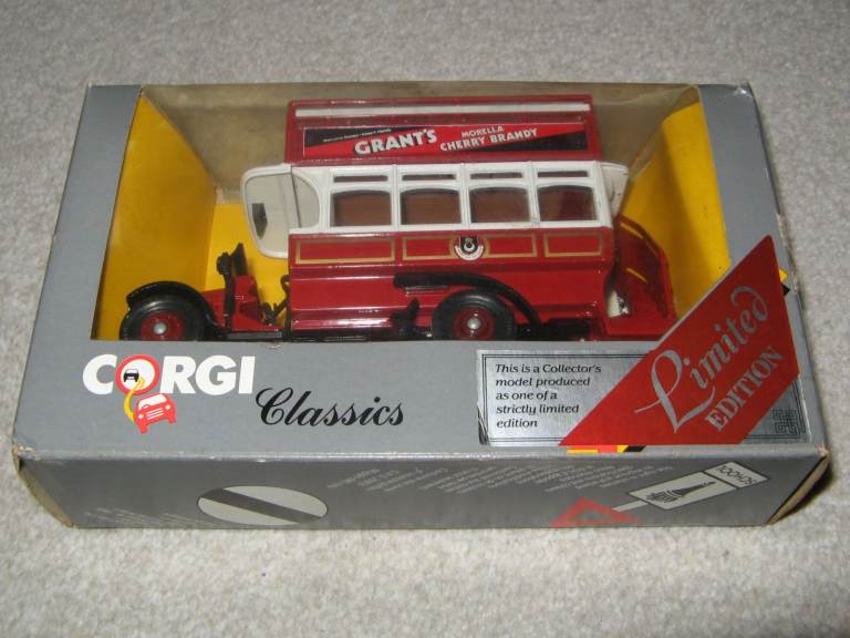 Corgi 888 Thornycroft Bus Ltd Ed with Certificate Grants Cherry Brandy Livery, Boxed