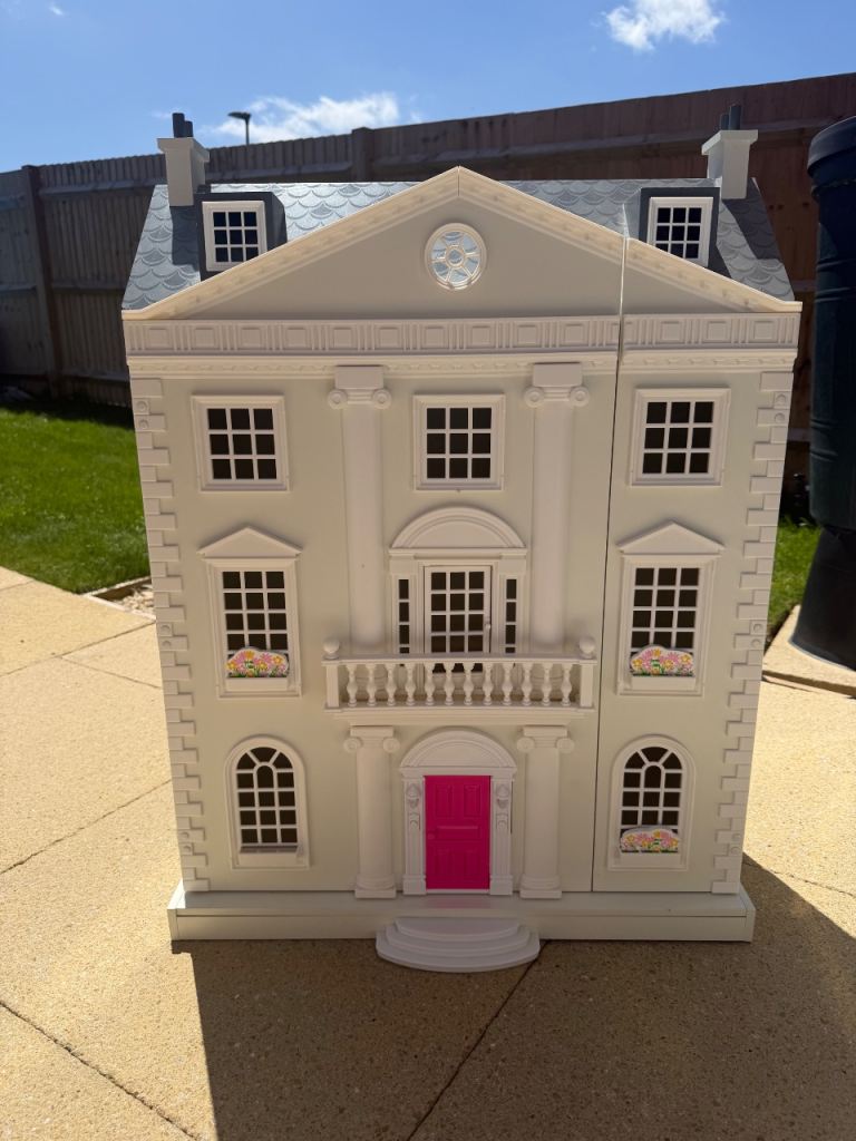 Wooden Doll House with Furniture - Good Condition
