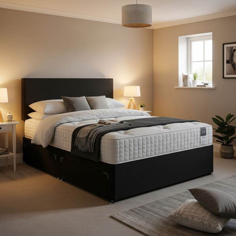 Brand New Luxury Divan Bed with Storage Drawers and Mattress Available in All Sizes