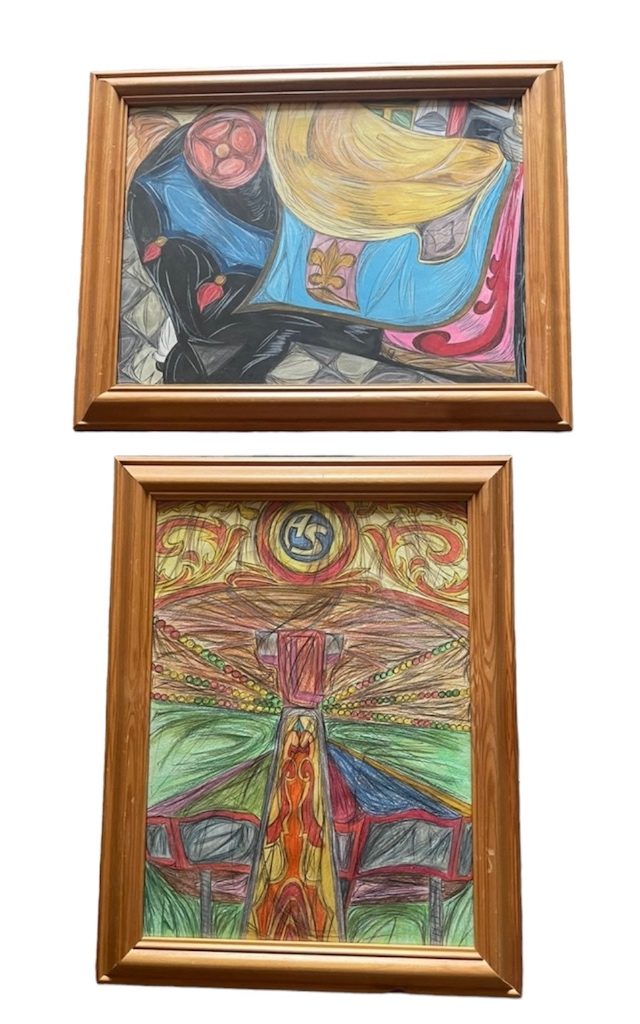 x2 Drawings Of Fairgrounders Equipment “ A Smith “ 18” L x 16” H Pine Frames - £15 each