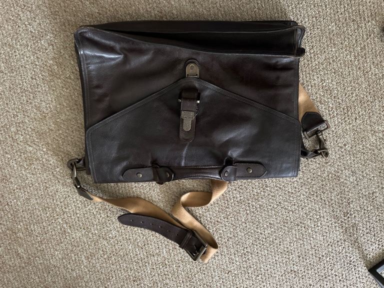 Vintage Mulberry Scotchgrain Leather Chocolate Brown Briefcase Document Case with Strap