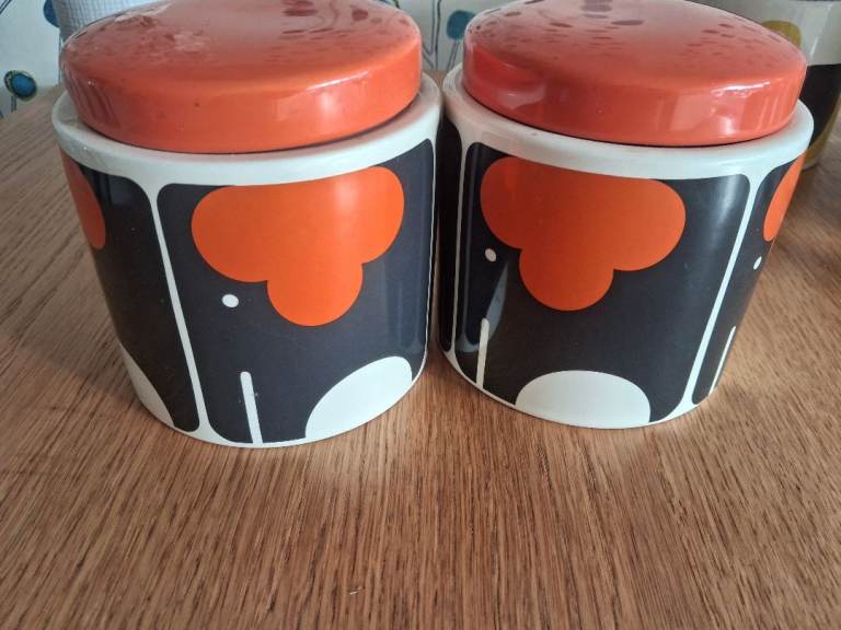 Orla Kiely House Ceramic Storage Jars with Lids – Good Condition