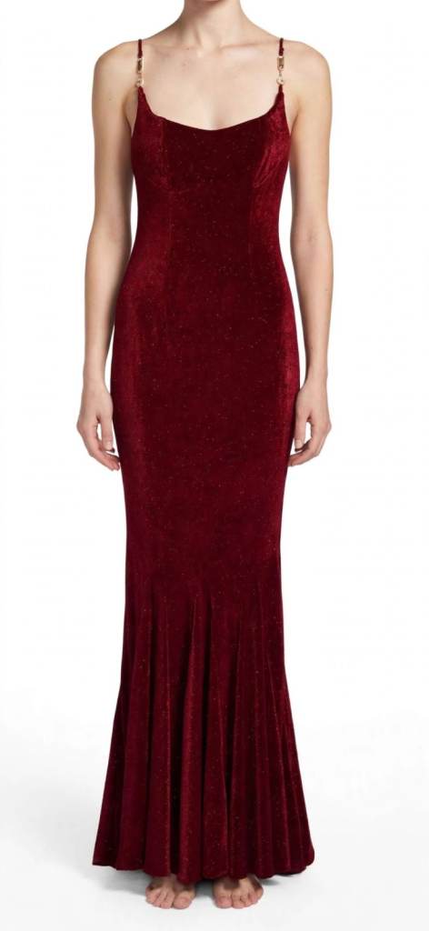 Red Velvet Occasion Dress with Embellished Straps – As Good As New