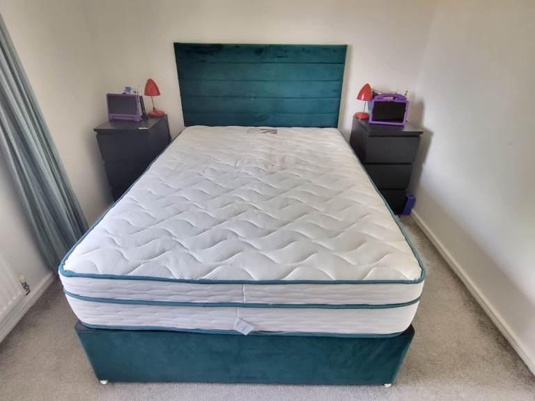 Complete Double Bed Set – 2000 Pocket Spring Memory Mattress, Base & Headboard – £175