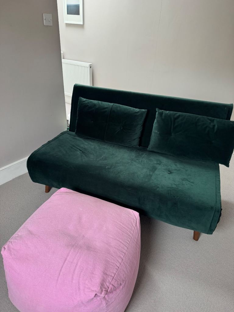 MADE Haru 2.5 Seater Sofa Bed – Moss Green Velvet