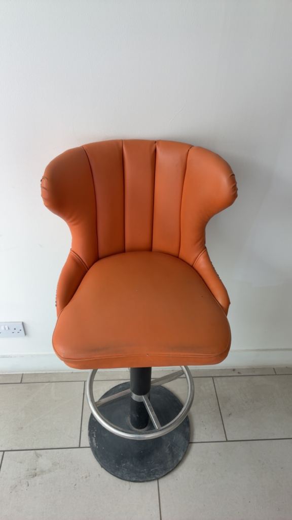 Orange Faux Leather Bar Stool – Good Condition