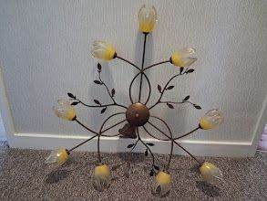 Antique Large Ceiling light by Massive - Glass tulips - All working - Ex.condition.
