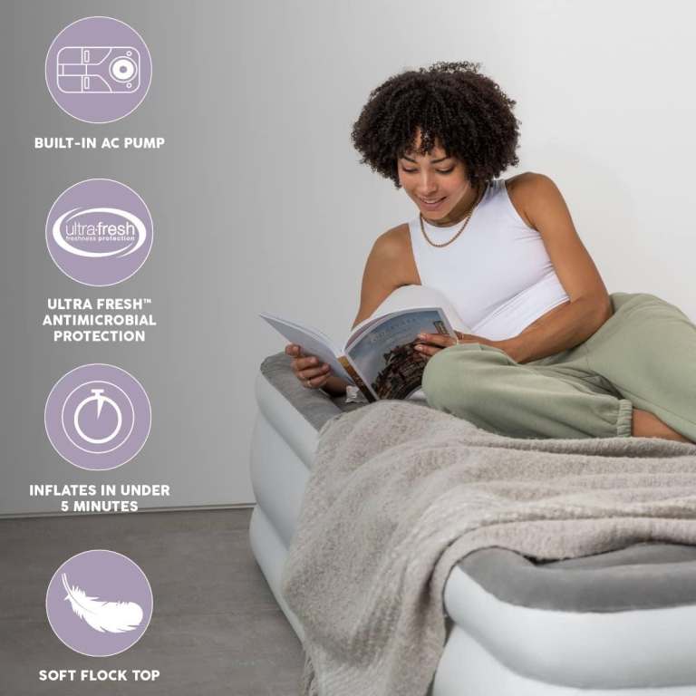 Bestway Single Air Bed with Built-In AC Pump & Storage Bag