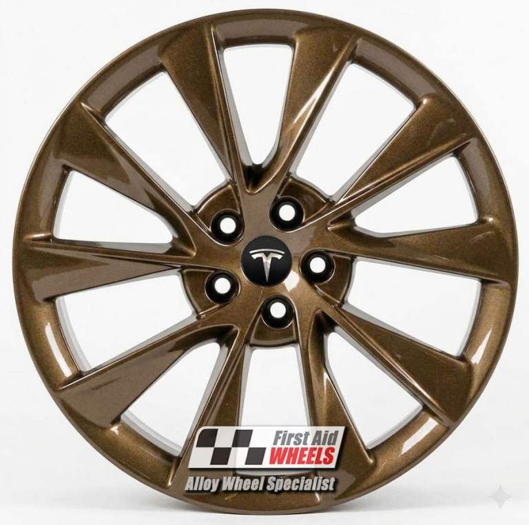 R658BR Swap TESLA MODEL S 4x 21'' GENUINE TWIN TURBINE GLOSS BRONZE ALLOY WHEELS