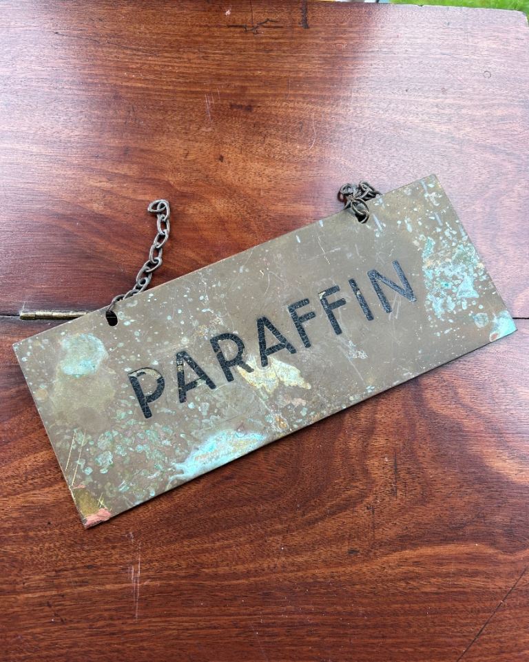 Nice Original Brass & Paint Paraffin Shop Sign