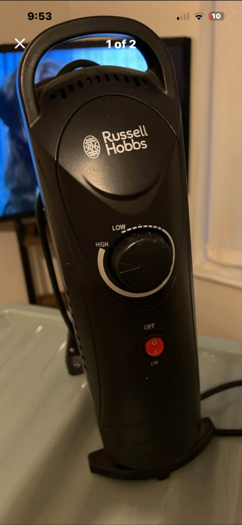 Russell Hobbs Black Electric Oil Filled Radiator Heater
