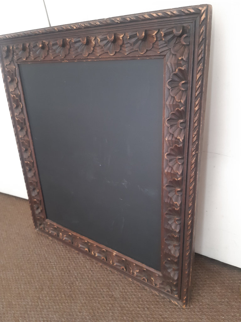 Black board in real carved wood frame, picture, painting, photo