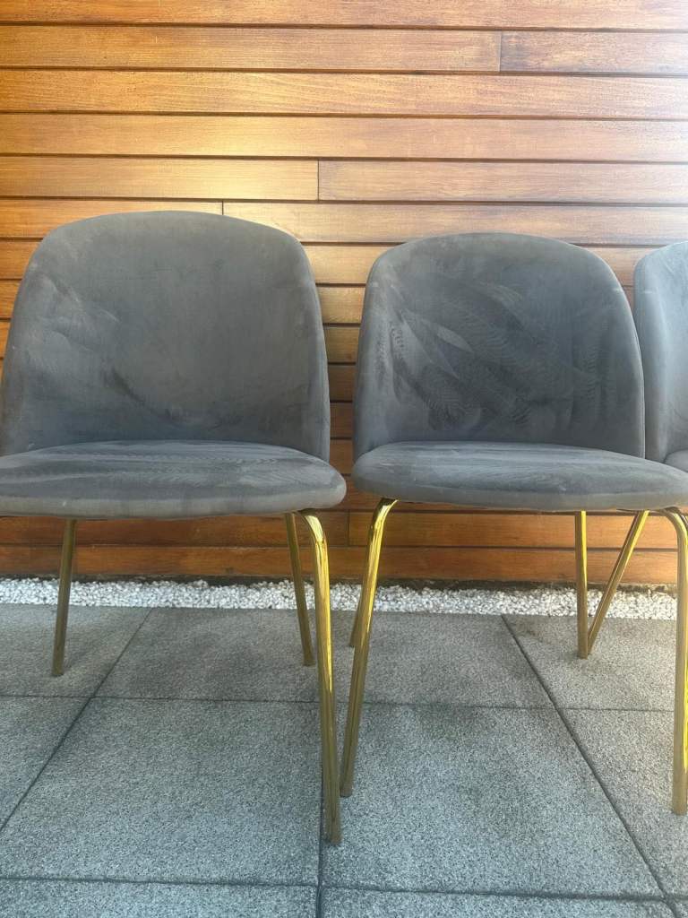 8 x Grey & Gold Dining Chairs
