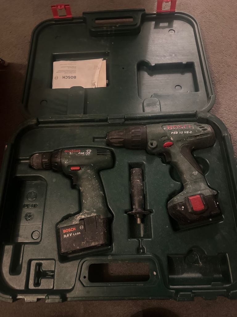 Bosch PSB 12 VE-2 Cordless Drill bodies only - Untested Spares/Repair - With Case