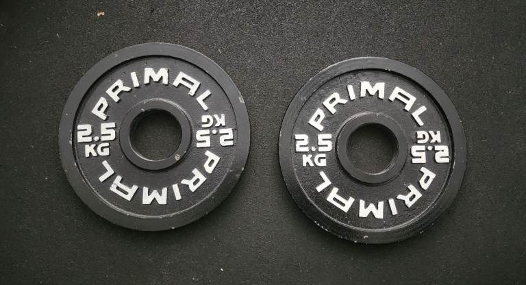 Primal strength performance series steel calibrated olympic weight plates 2x 2.5kg