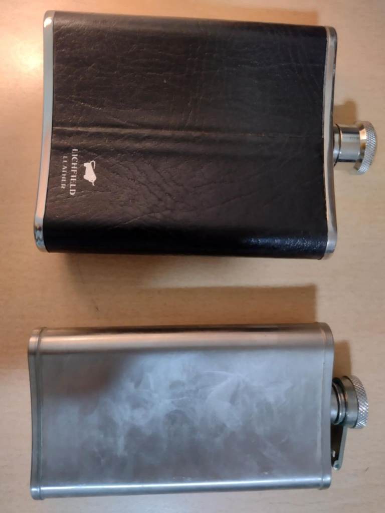 2 stainless steel hip flask.