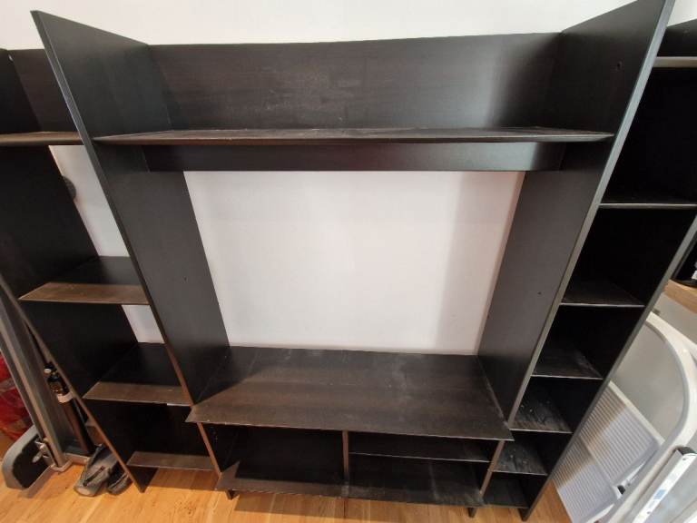 Dark Wood TV unit with shelving – Good Condition