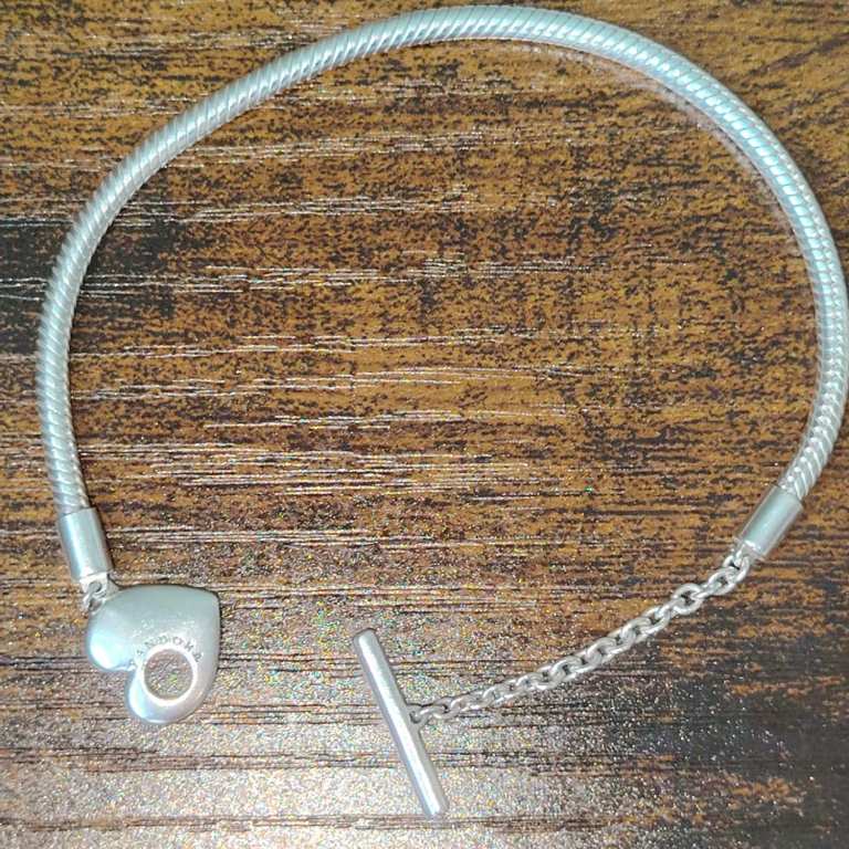 Pandora Moments Heart T-Bar Snake Chain Bracelet