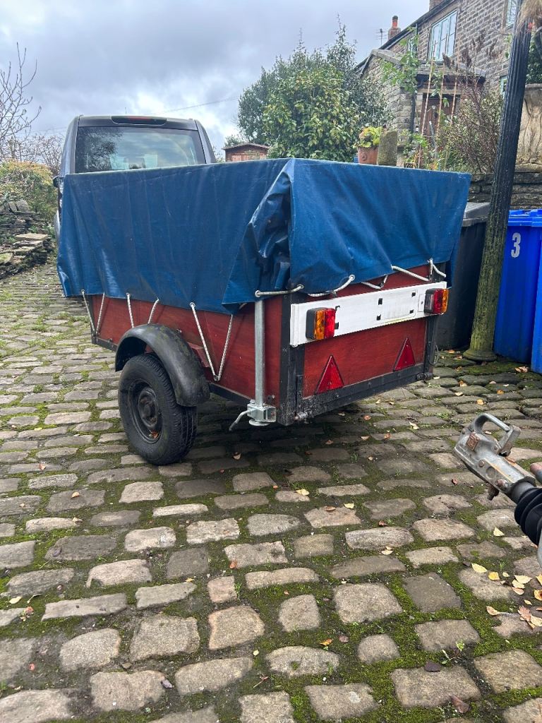Wooden Trailer with Cover and Spare Wheel