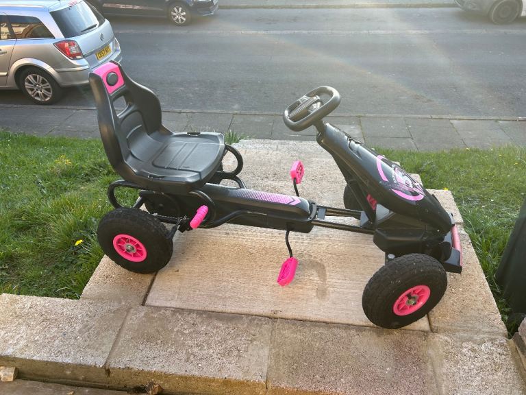 Kids Black and Pink Pedal Go-Kart – Good Condition
