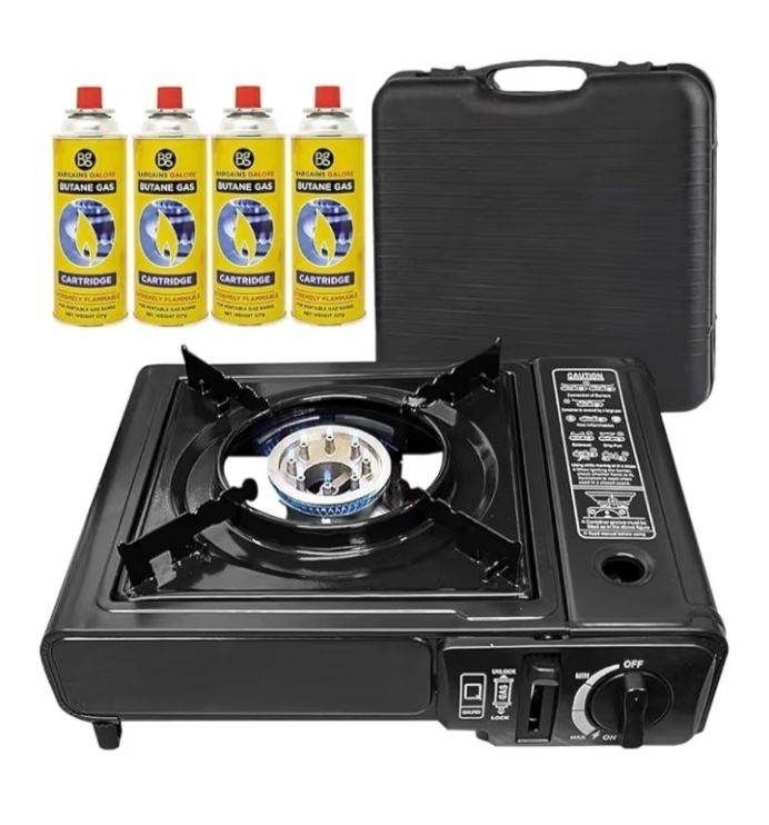 Portable Gas Cooker Stove with 4 Butane Canisters