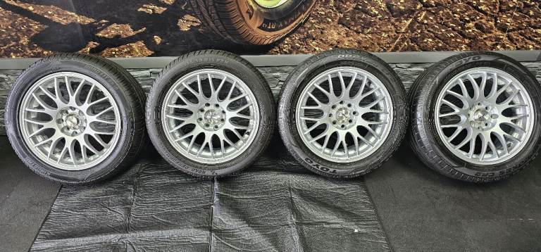 Calibre Genuine 15 alloy wheels + 4 x tyres 195 45 15 PCD 4 x 100/4 x 108