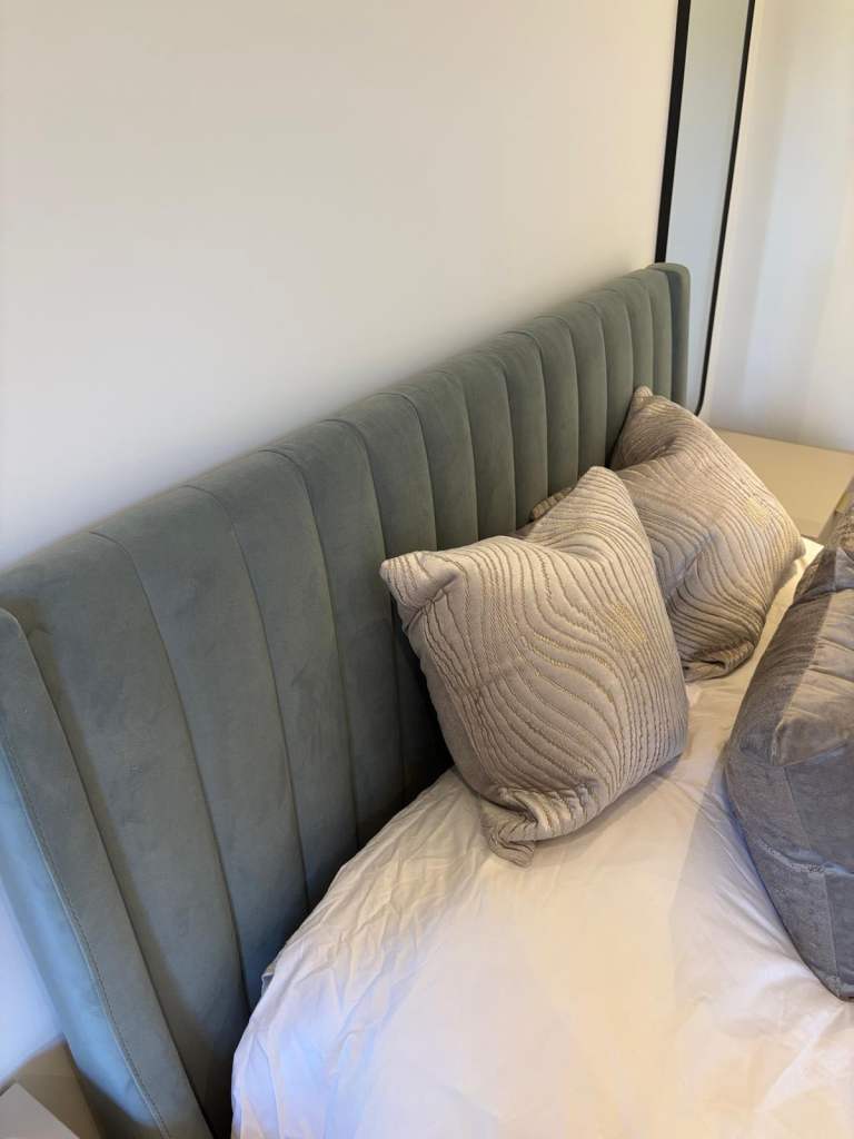 Amalfi Sage Green Velvet Double Ottoman Storage Bed