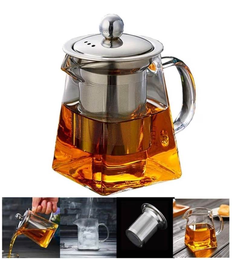 Square Glass Tea Pot with Infuser 