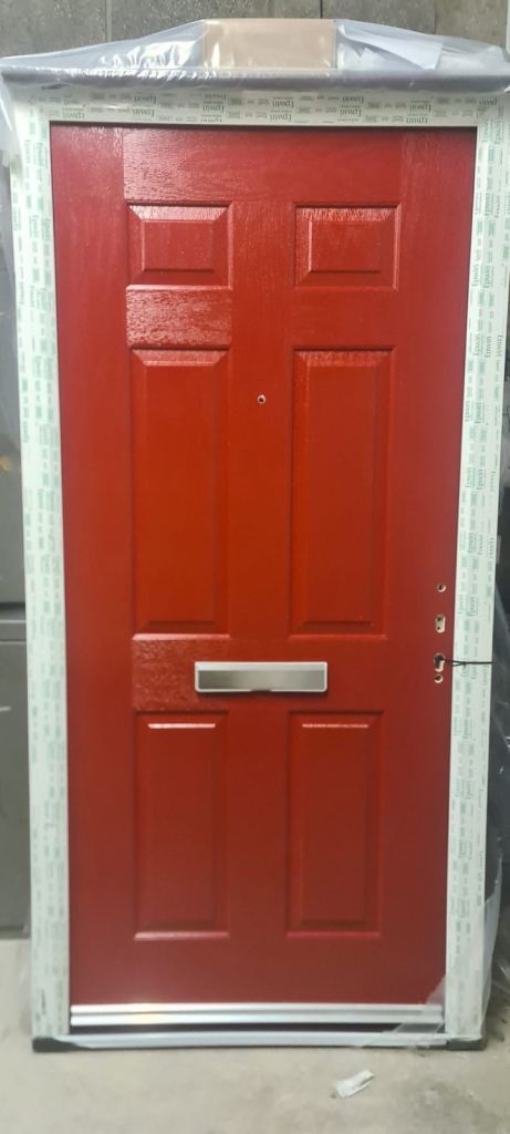 Brand new composite door PVC frame Ruby Red outside/White inside