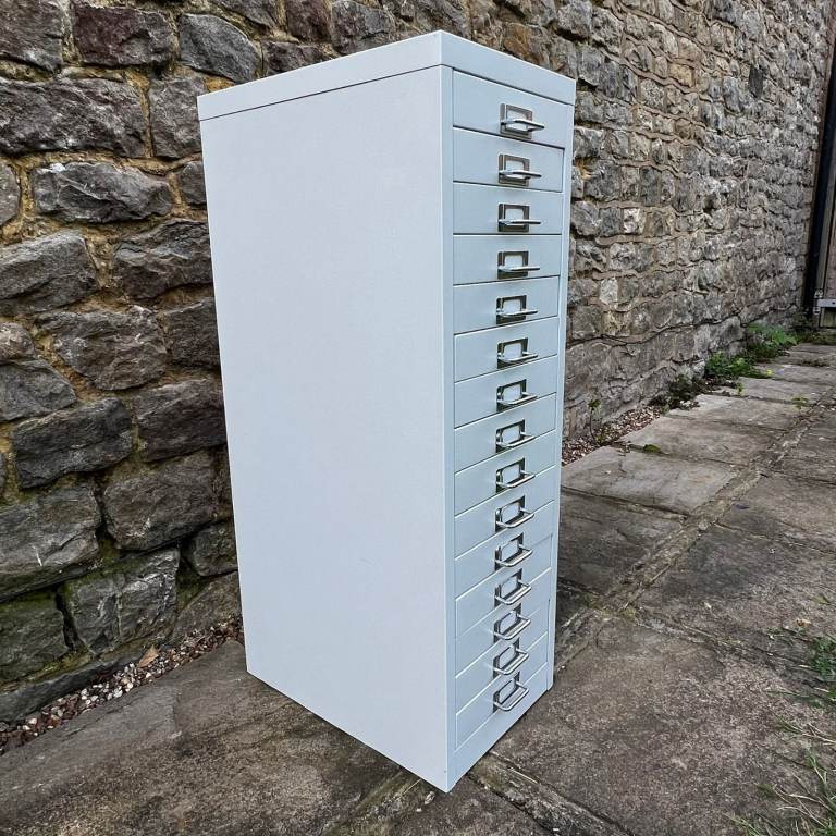 Metal filing cabinet with 15 drawers