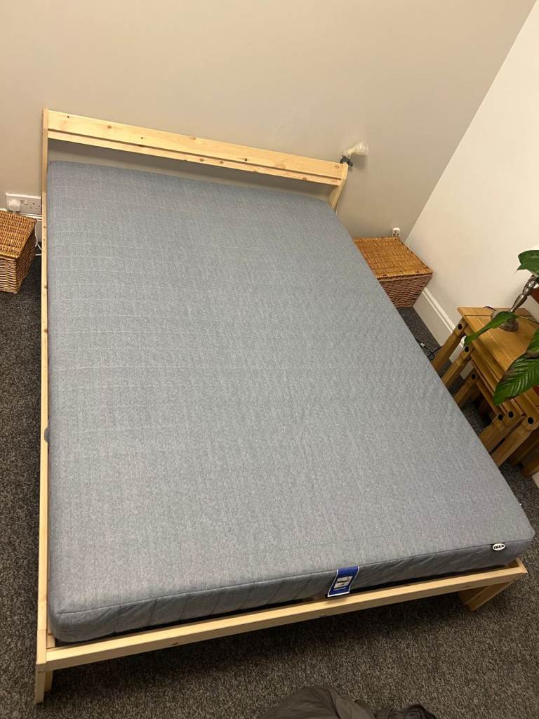 Double Bed Frame with Mattress – barely used - linen also available if required