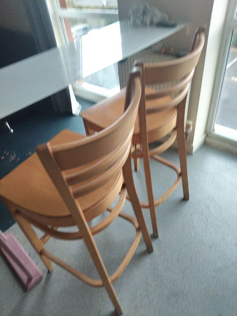 Wooden bar stools x2