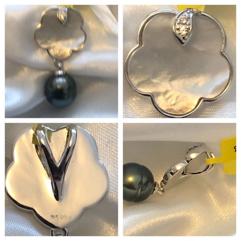 Mother of Pearl Tahitian Pendant silver 925 brand new 