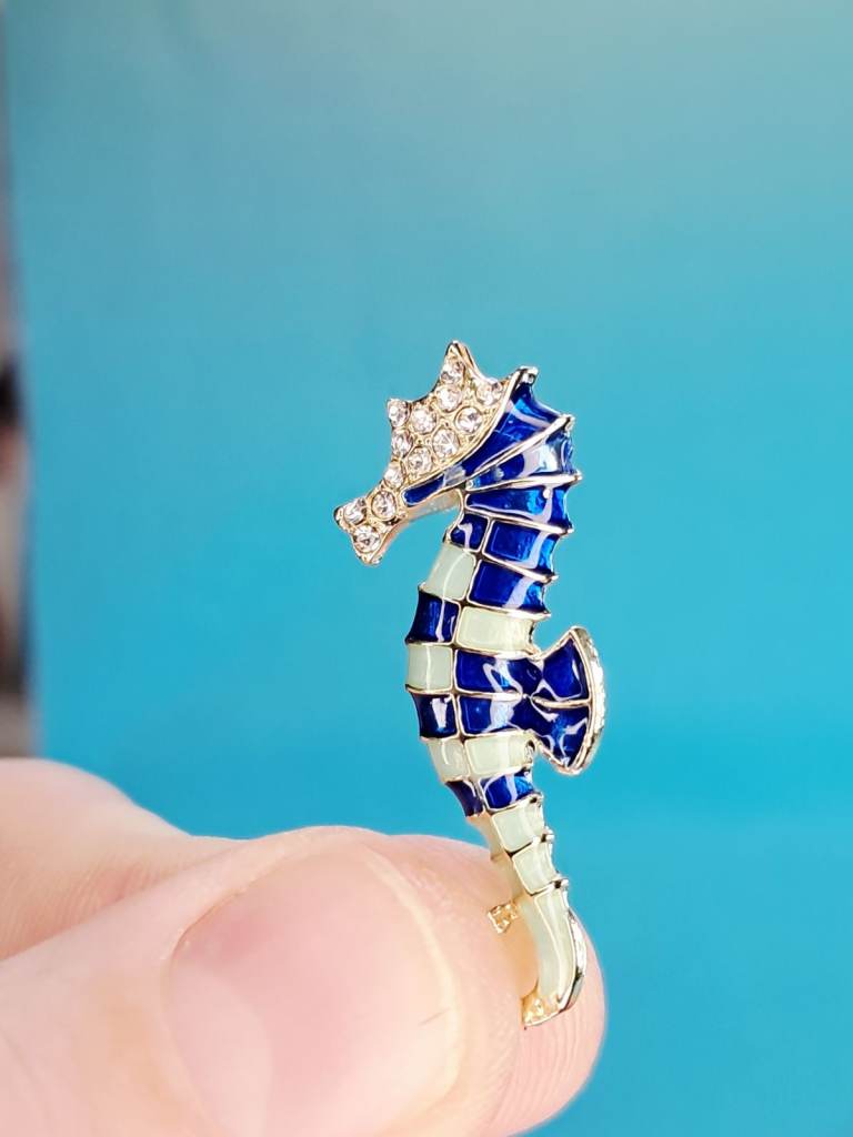 Sparkling Seahorse Brooch - New Metal Enamel Pin, Multicoloured